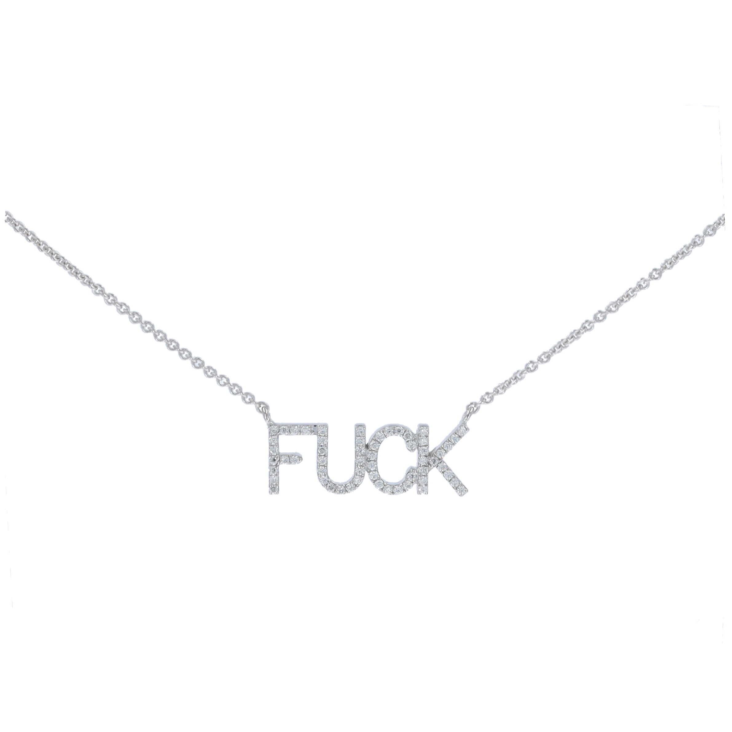 14k White Gold Fuck Pave Diamond Layering Necklace