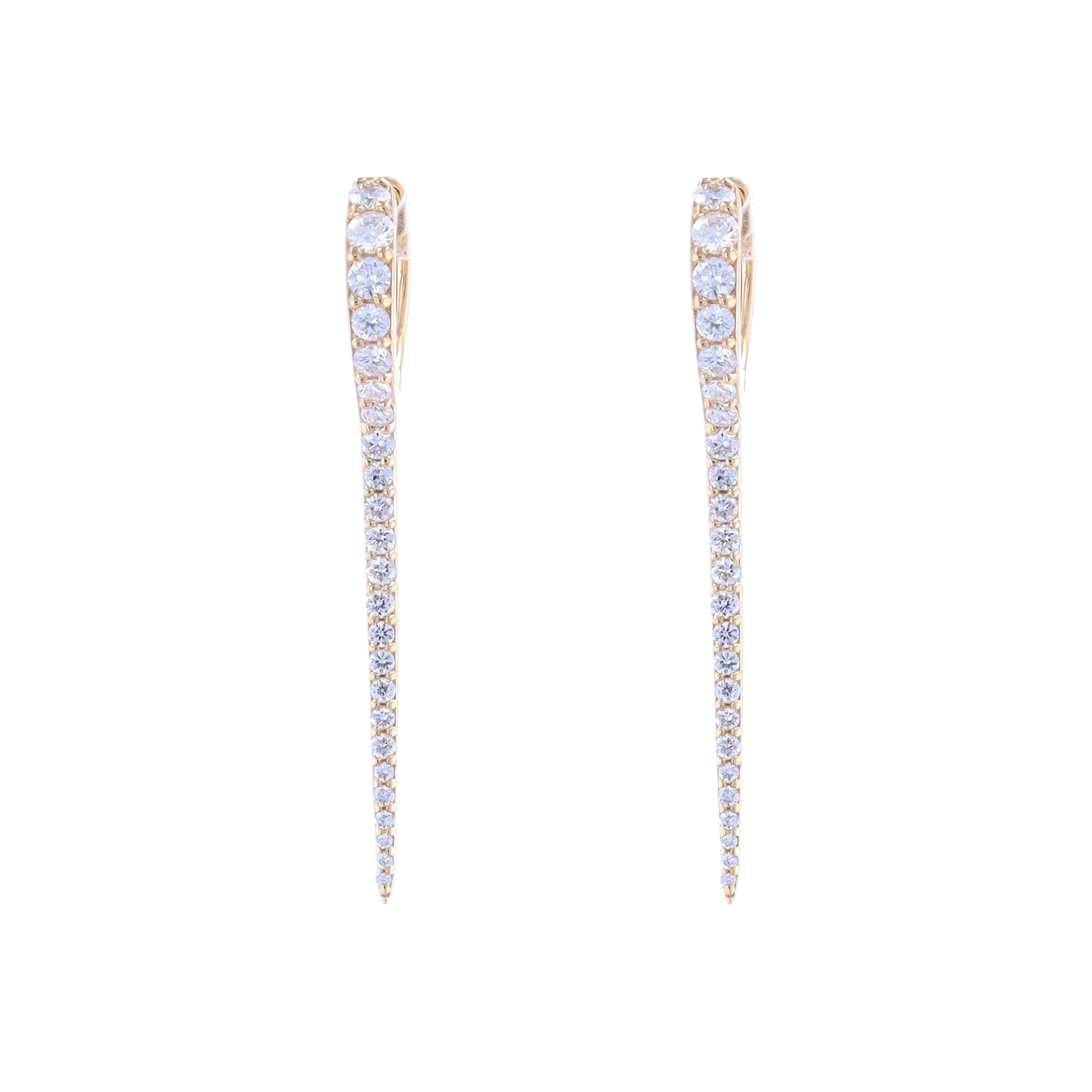 14k Yellow Gold And Diamond Ice Pic Earrings