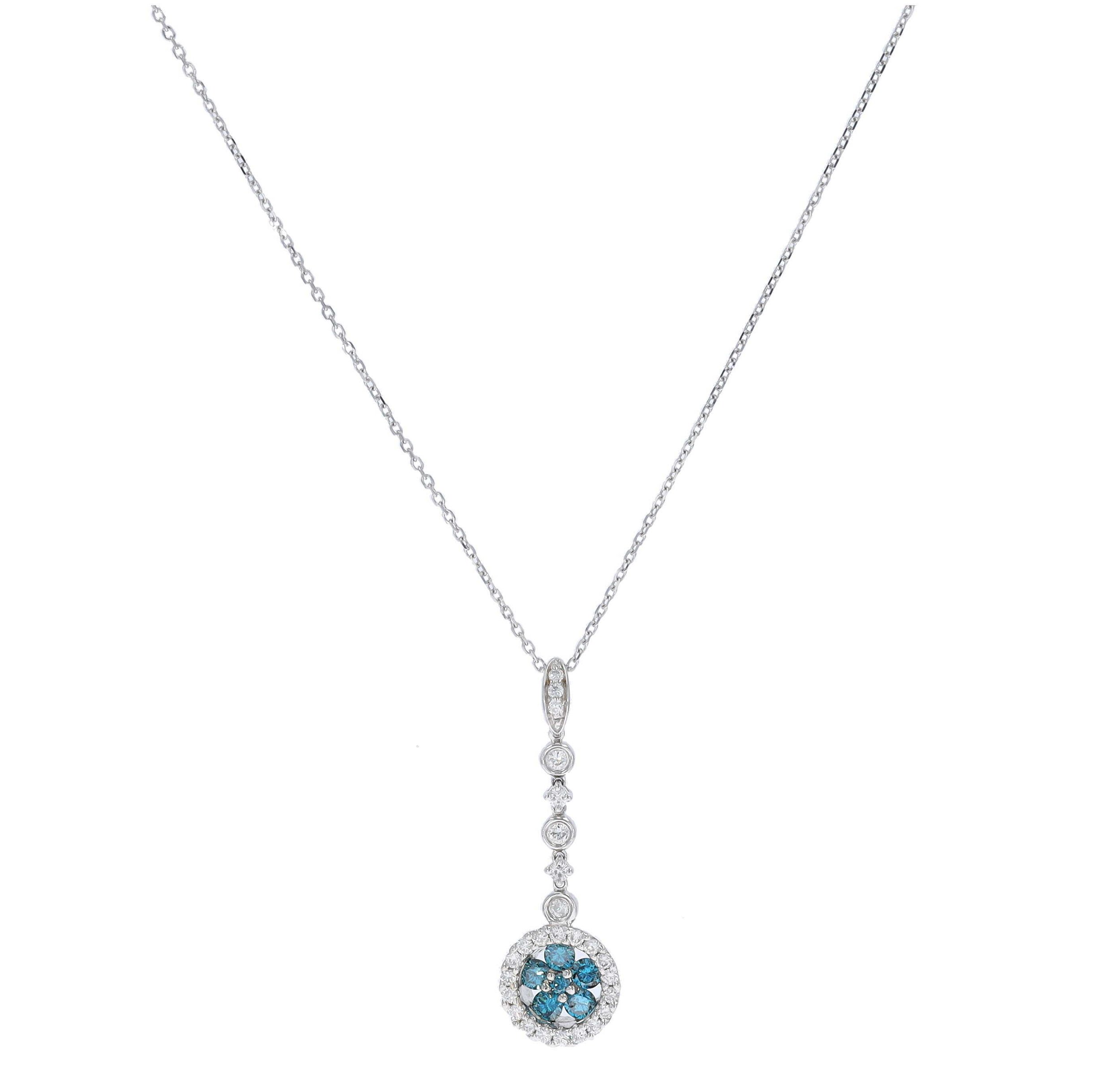 White & Blue Diamonds Lariat Necklace