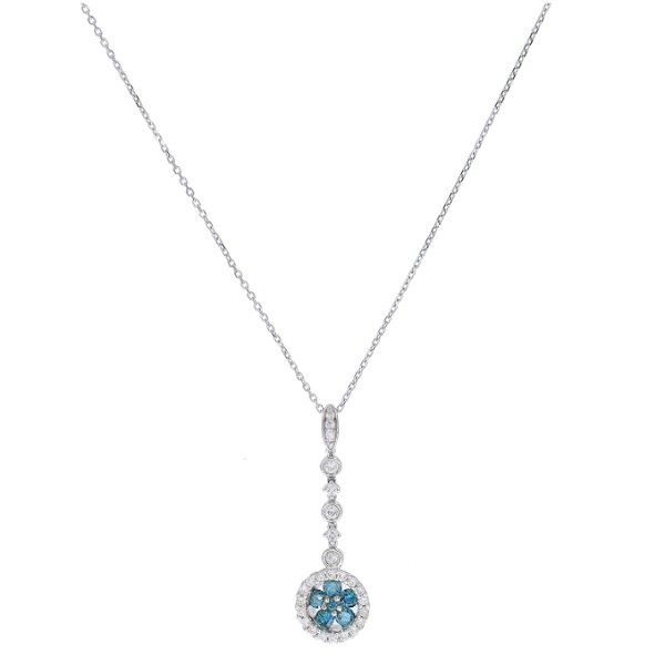 Closeup photo of White & Blue Diamonds Lariat Necklace