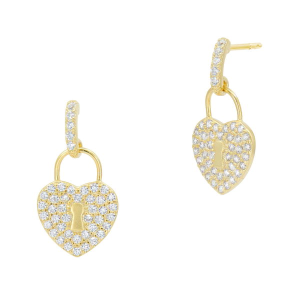 Closeup photo of Locked In Love Pavã Charm Earrings