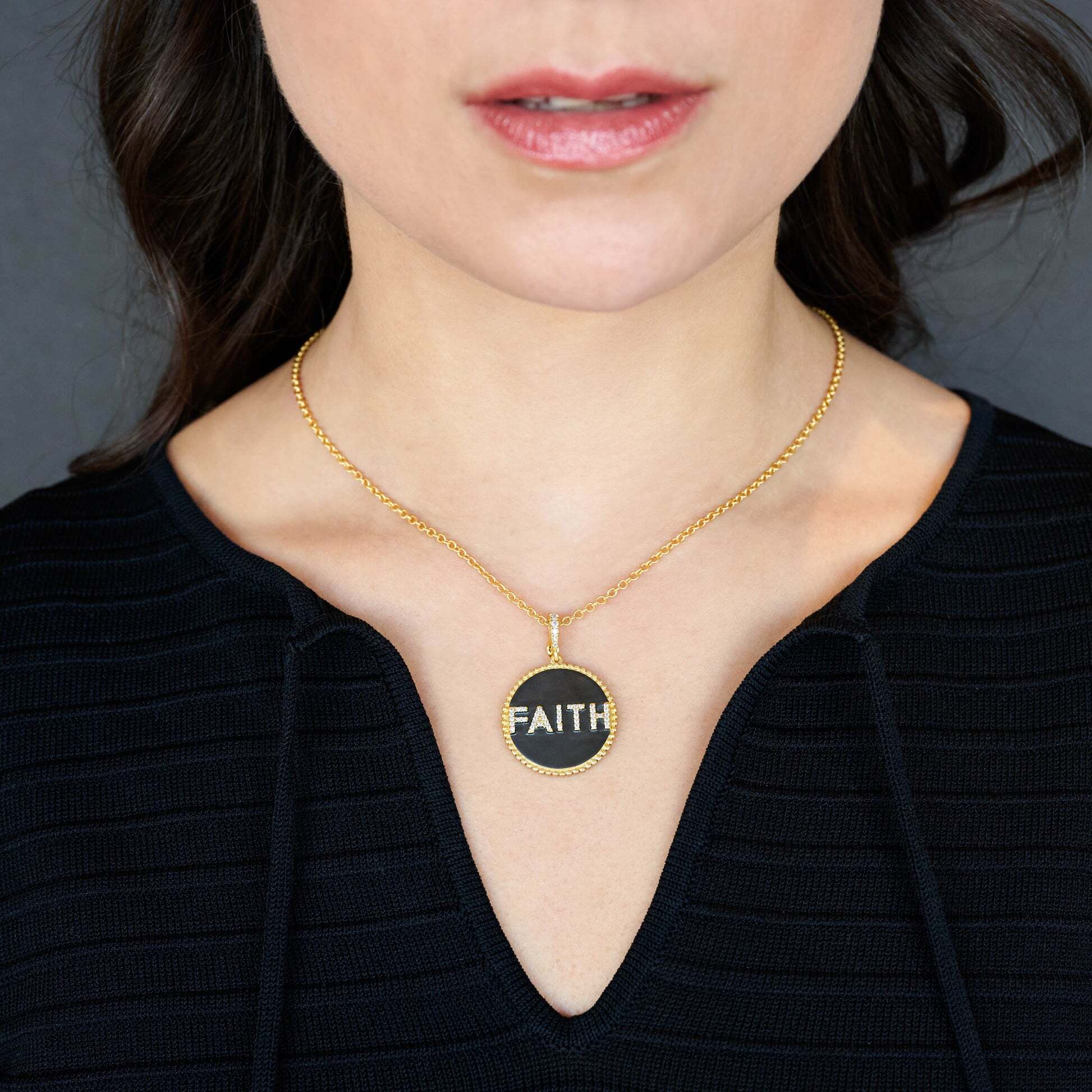 Faith Double Sided Pavé Necklace