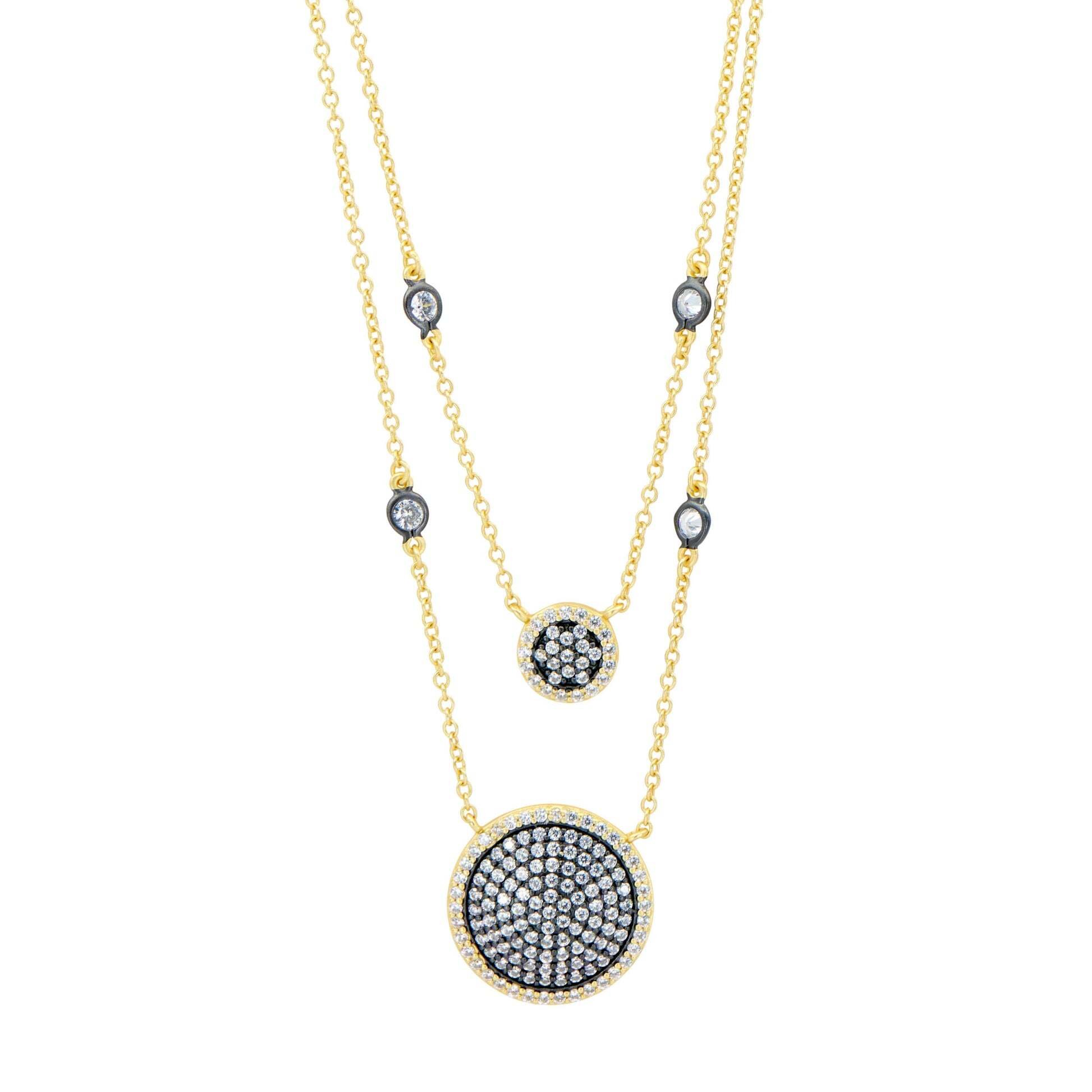 Double Layer Times Square Pave Necklace