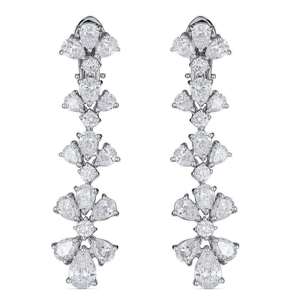 Drop Earrings with Round and Pear Shape Diamonds