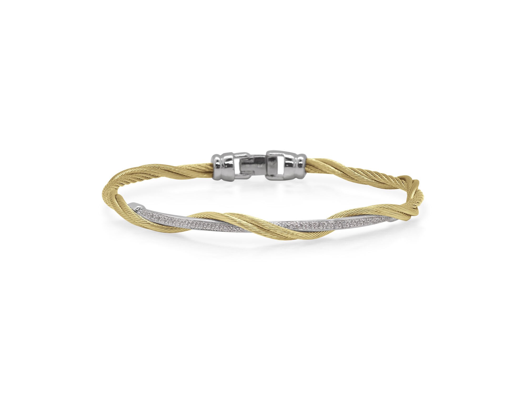 Yellow Cable Modern Twist Bracelet with 18kt White Gold & Diamonds