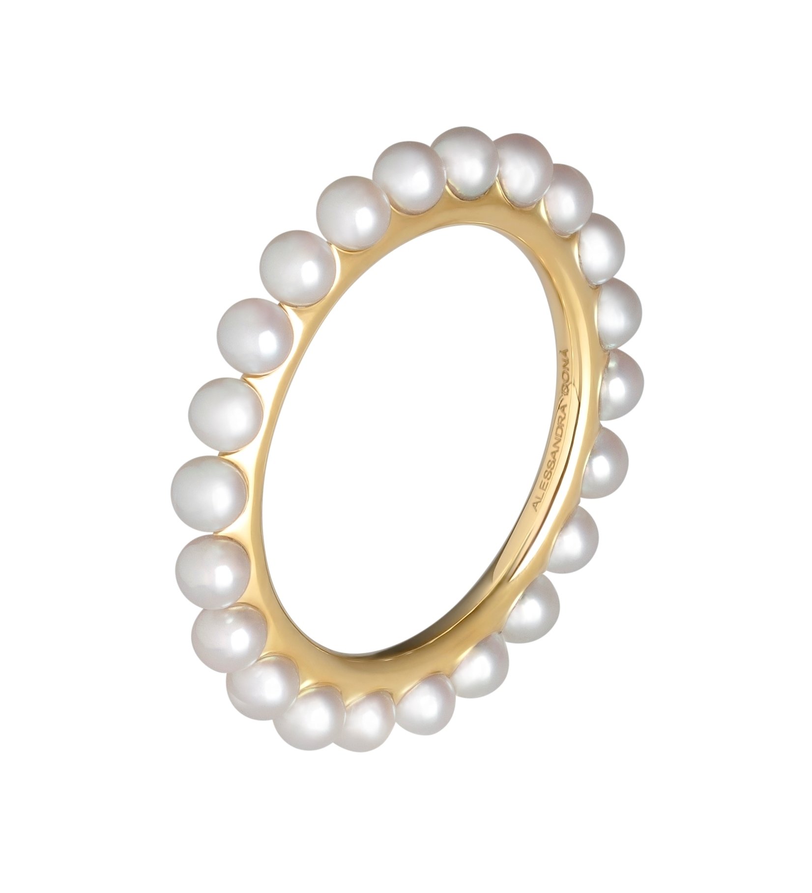 Mini Akoya Ring 18K Yellow Gold; 3- 3.5mm White South Sea Pearls