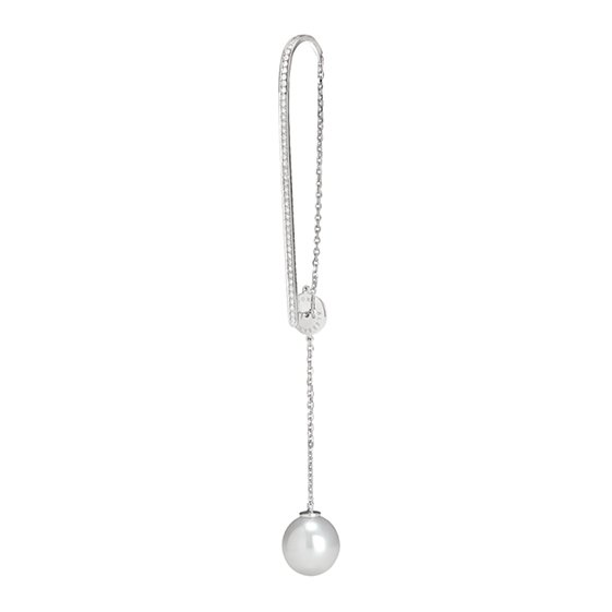 TL Hanging Cuff w/Drop PearlEar 18K White Gold WhiteSouth Sea Pearl 10-11mm0.21Ct Diamonds