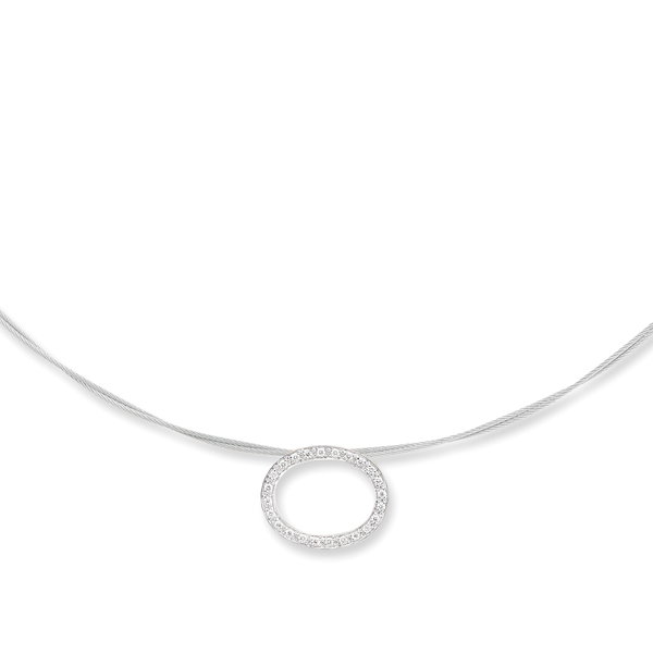 Closeup photo of Diamond Circle Charm Cable Necklace