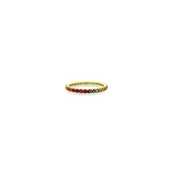 Closeup photo of Rainbow Sapphire Stacker Ring