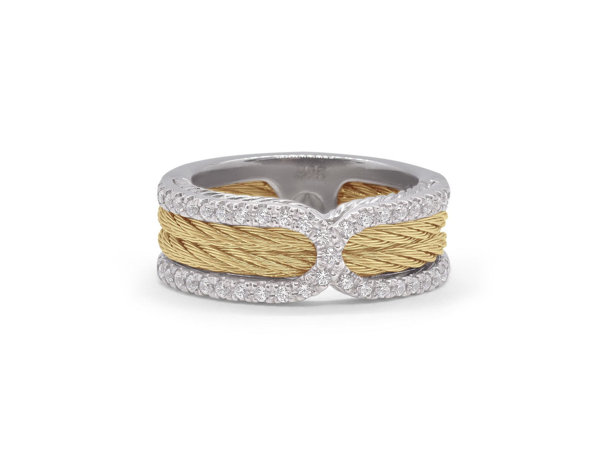 ALOR Yellow Cable Infinity Ring with 18kt Gold & Diamonds – Luxury Designer & Fine Jewelry - ALOR