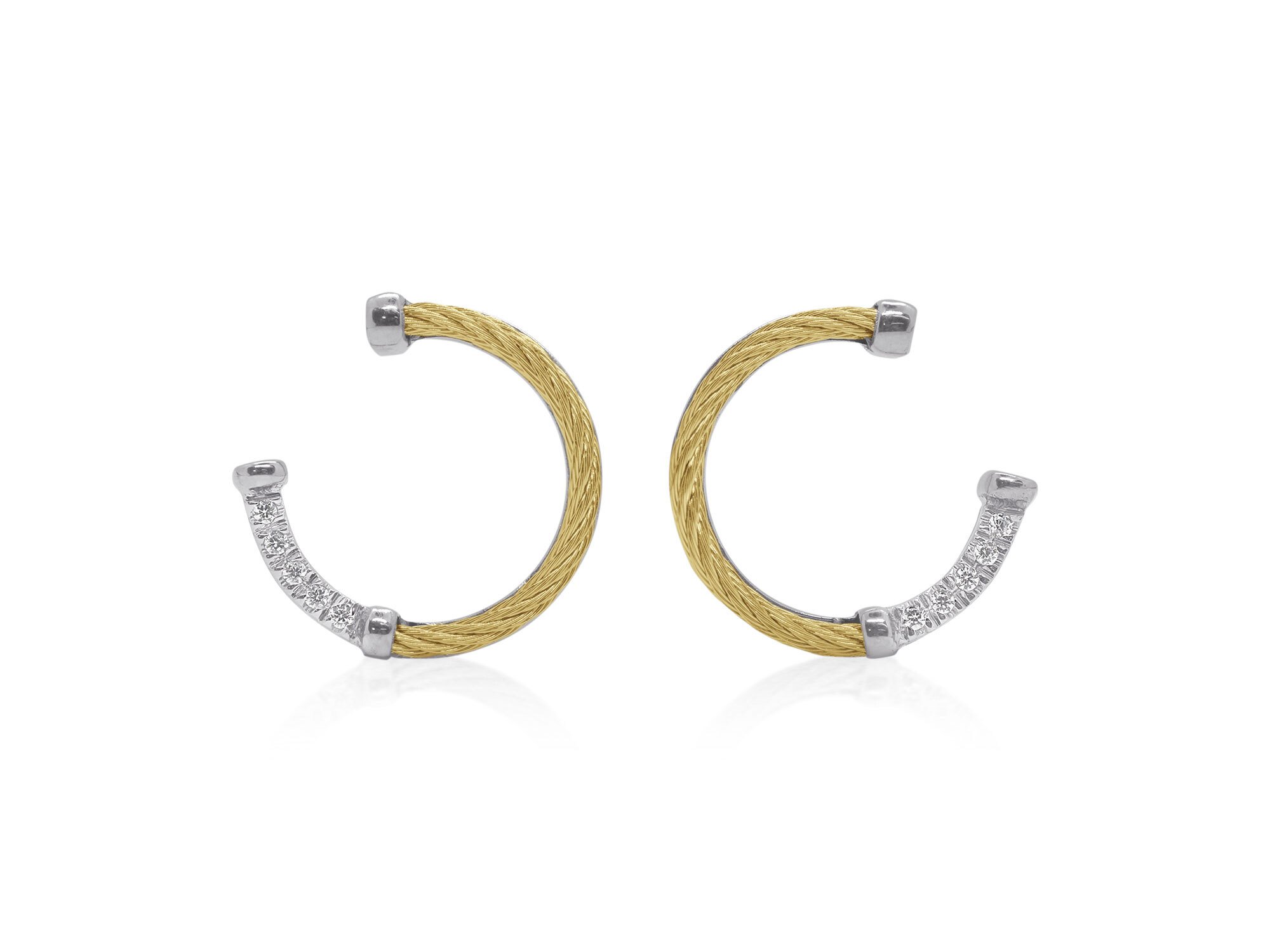 ALOR Yellow Cable Open Full Circle Earrings with 18K Gold & Diamonds – Luxury Designer & Fine Jewelry - ALOR