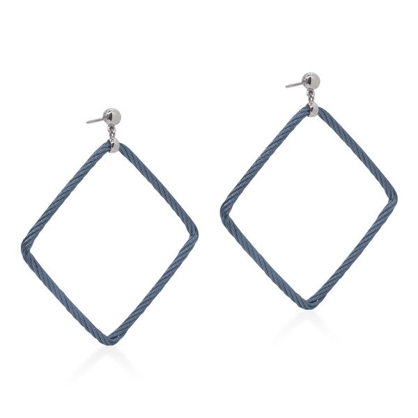 Closeup photo of ALOR Blueberry Cable Open Square Drop Earrings with 18kt Gold – Luxury Designer & Fine Jewelry - ALOR