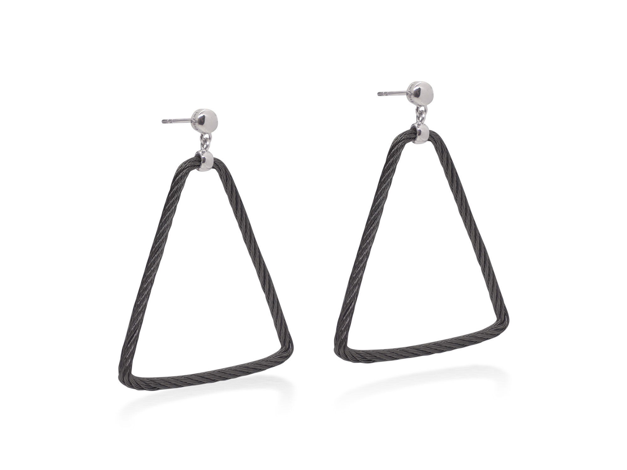 ALOR Black Cable Open Triangle Drop Earrings with 18kt Gold – Luxury Designer & Fine Jewelry - ALOR