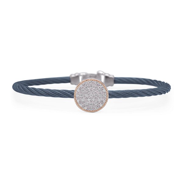 Closeup photo of ALOR Blueberry Cable Taking Shapes Disc Bracelet with 18K Gold & Diamonds – Luxury Designer & Fine Jewelry - ALOR