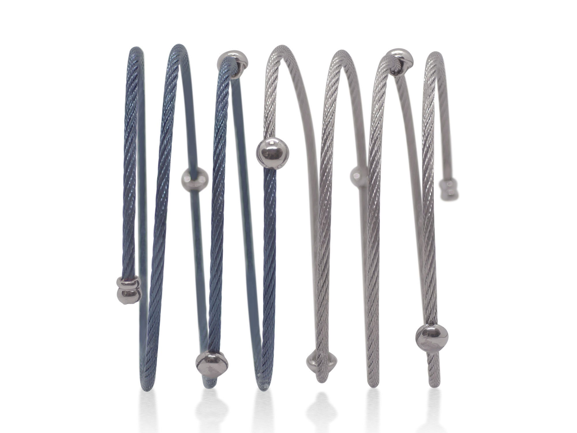 ALOR Blueberry & Grey Cable 7-Row Coil Wrap Bracelet – Luxury Designer & Fine Jewelry - ALOR