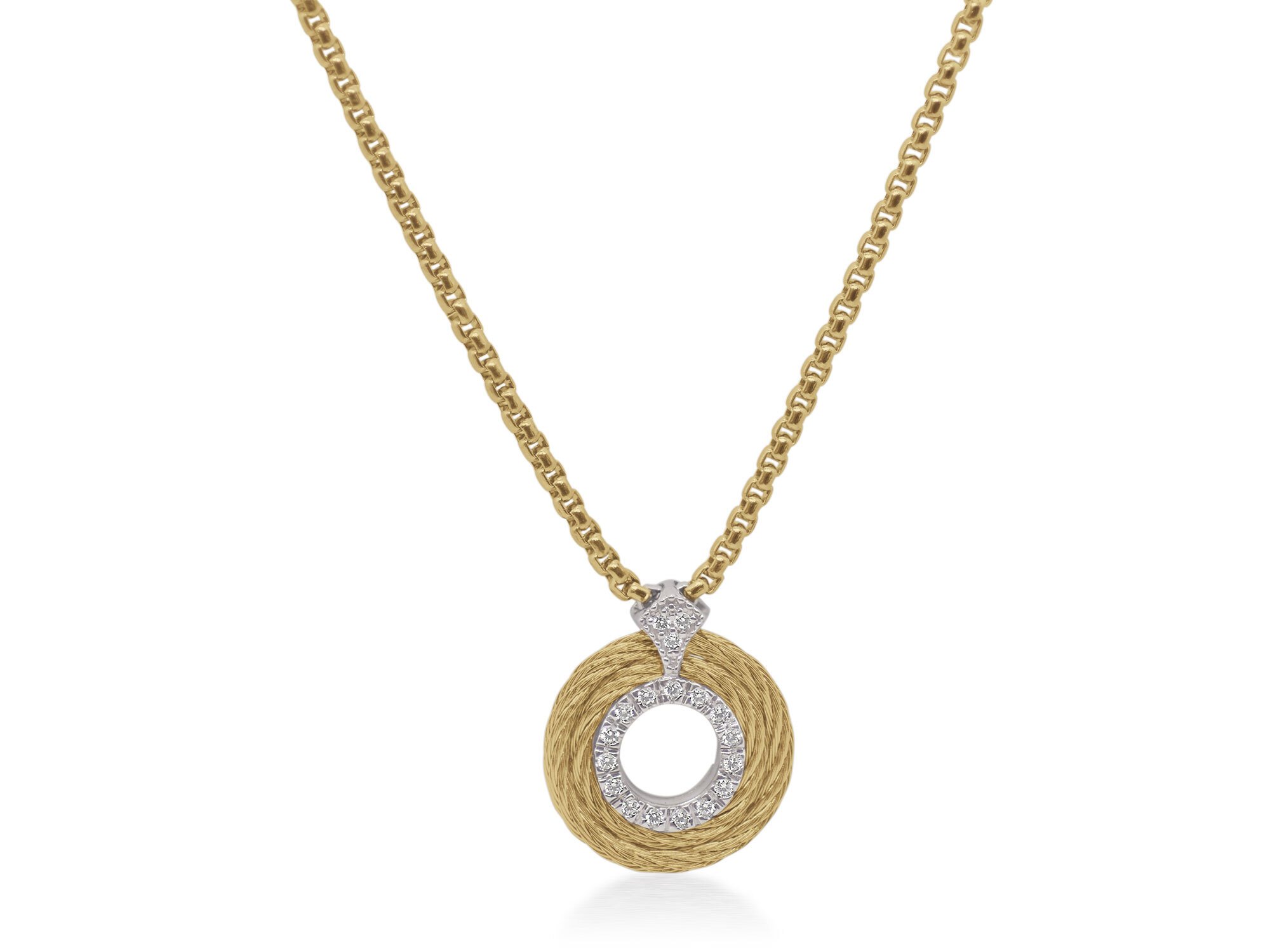 ALOR Yellow Chain & Cable Round Necklace with 14kt Gold & Diamonds – Luxury Designer & Fine Jewelry - ALOR