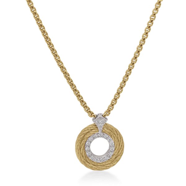 Closeup photo of ALOR Yellow Chain & Cable Round Necklace with 14kt Gold & Diamonds – Luxury Designer & Fine Jewelry - ALOR