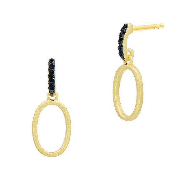 Closeup photo of Industrial Finish Mini Cage Open Hoop Earrings