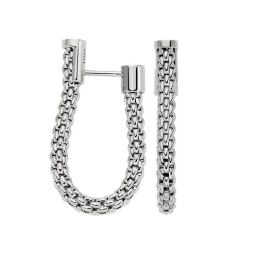 Closeup photo of FOPE 18k White Gold Flex'it Earrings with Diamonds