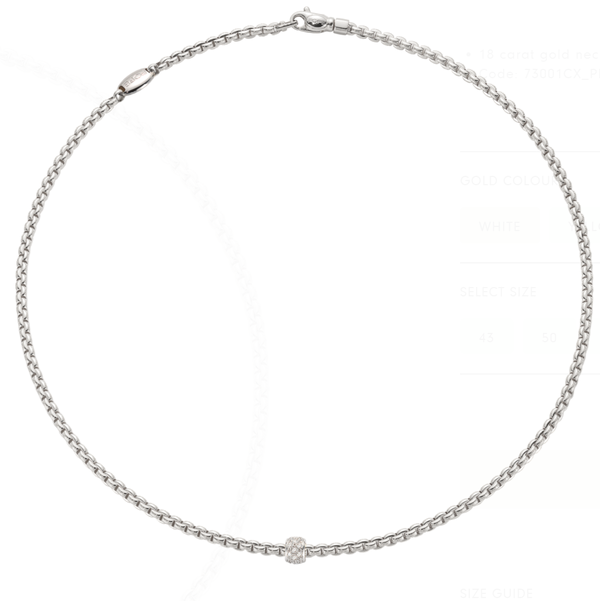 Closeup photo of EKA Necklace with diamonds