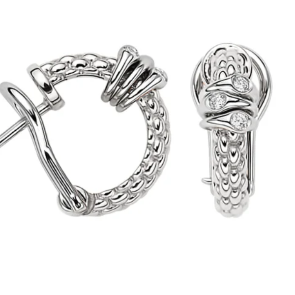 Closeup photo of 18K Fope Prima Huggie Earringgs