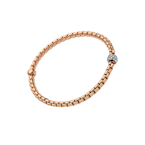 Closeup photo of EKA Tiny Flex'It Bracelet in Rose Gold with Diamonds Size M