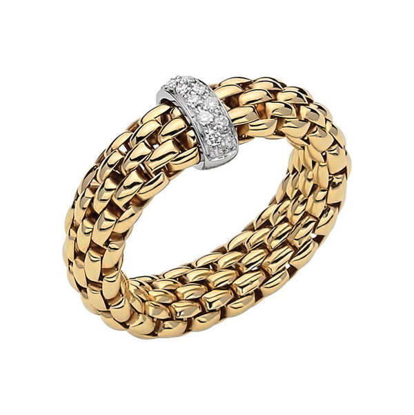 Closeup photo of Vendome Flex'It Ring in Yellow Gold with Diamond Bar - Size M