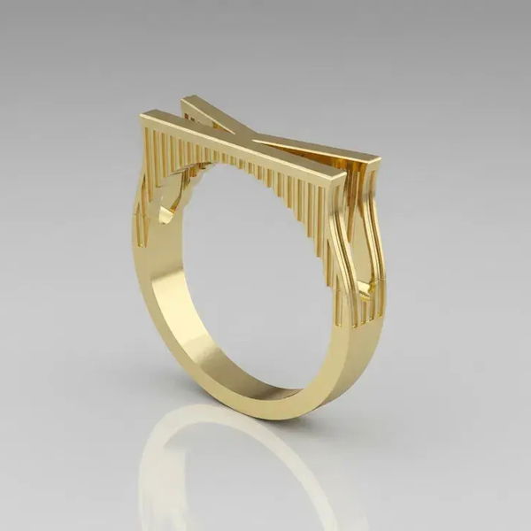 Closeup photo of K Letter In 14 Karat Yellow Gold