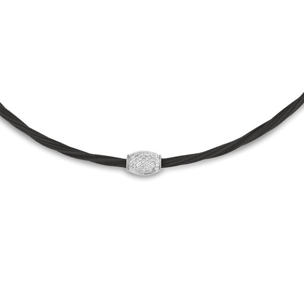Closeup photo of Helix Cable Necklace with Diamond Rondel