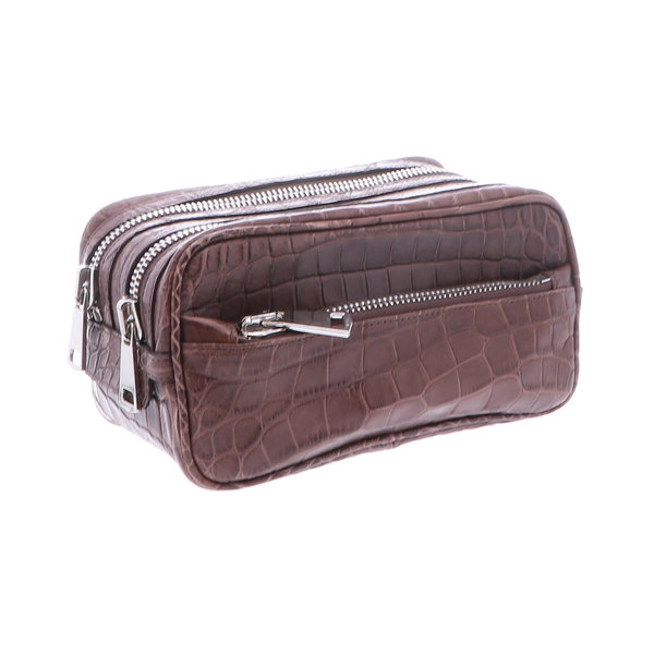 Closeup photo of Mens Brown DOPP Kit Alligator