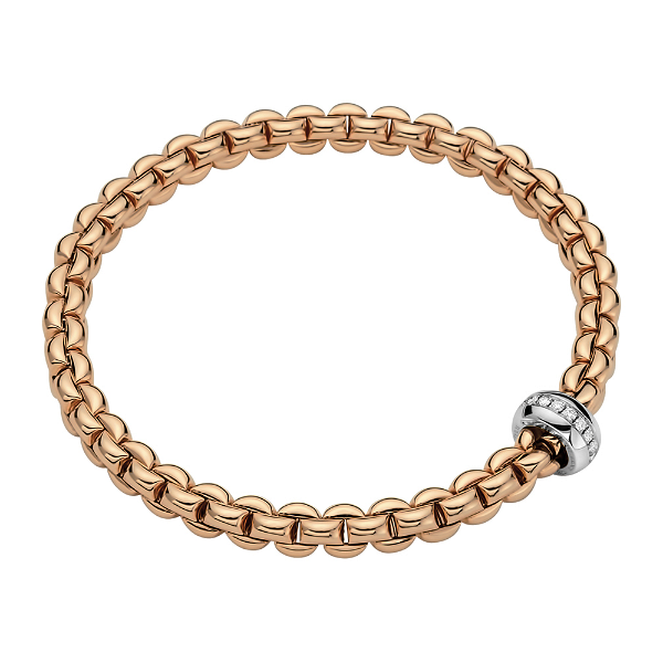 Closeup photo of Eka Flex'it Bracelet in Rose Gold with Diamonds size M (17 cm)