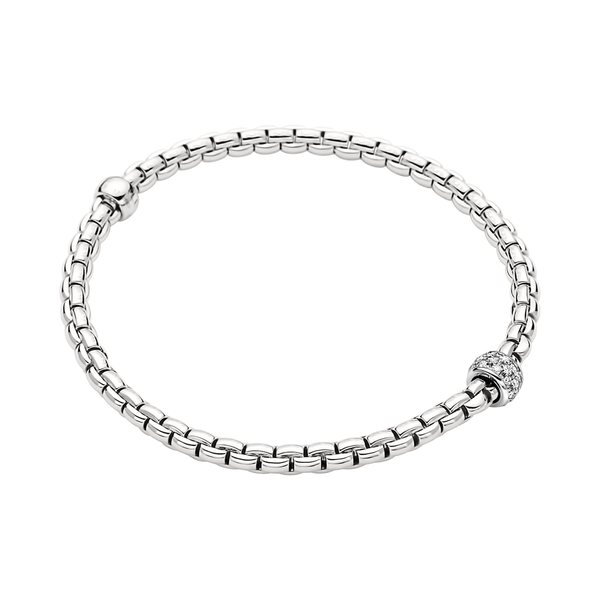 Closeup photo of Eka Tiny Flex'it Bracelet in 18k White gold with Diamonds - Size Medium