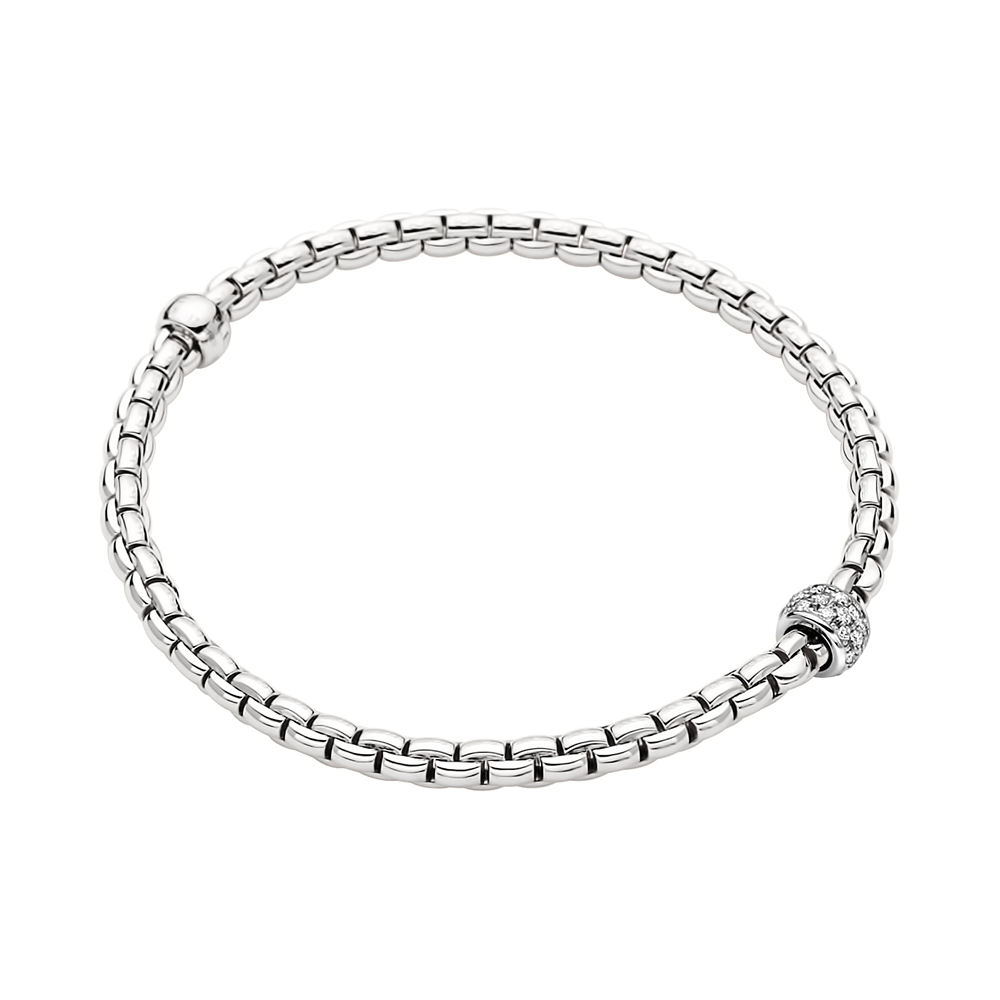 Eka Tiny Flex'it Bracelet in White Gold with Diamonds - Size XL (19 cm)