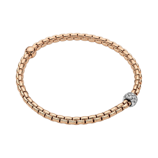 Closeup photo of Eka Tiny Flex'it Bracelet in Rose Gold with Diamonds - Size M (17 cm)