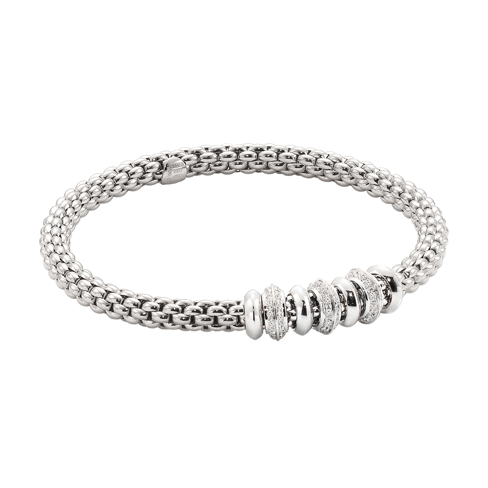 Solo Flex'It Bracelet in White Gold with Diamonds - Size M (17cm)