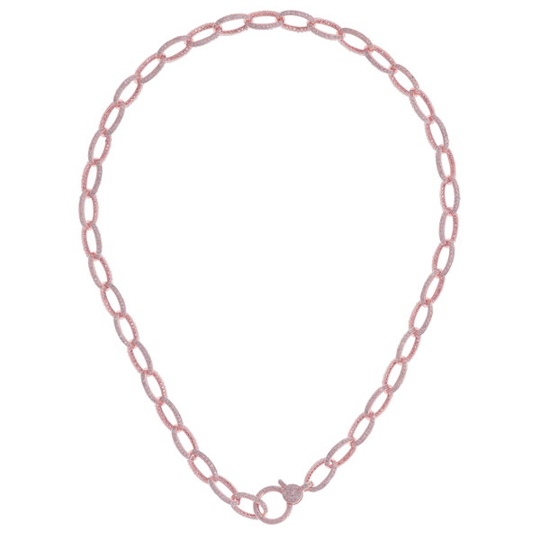 Closeup photo of 9.85 Carat 14k Rose Gold Pave Diamond Linked Chain
