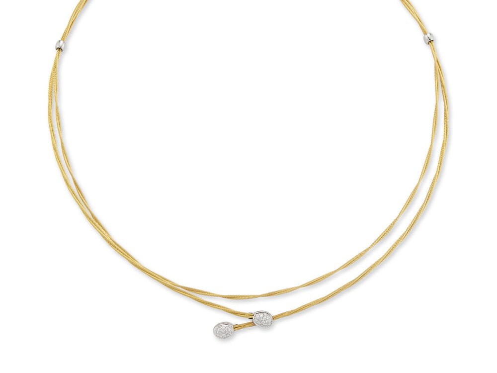 Cable Interlaced Necklace with Diamond Rondels