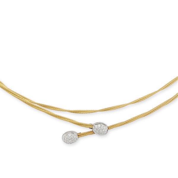 Closeup photo of Cable Interlaced Necklace with Diamond Rondels