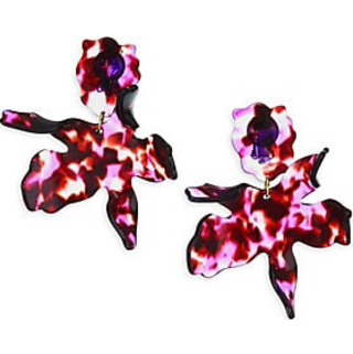 Closeup photo of Paper Lily Earrings - Black Orchid