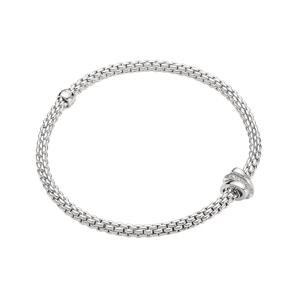 Prima Flex'It Bracelet in White Gold w/ Diamonds - Size L (18cm)