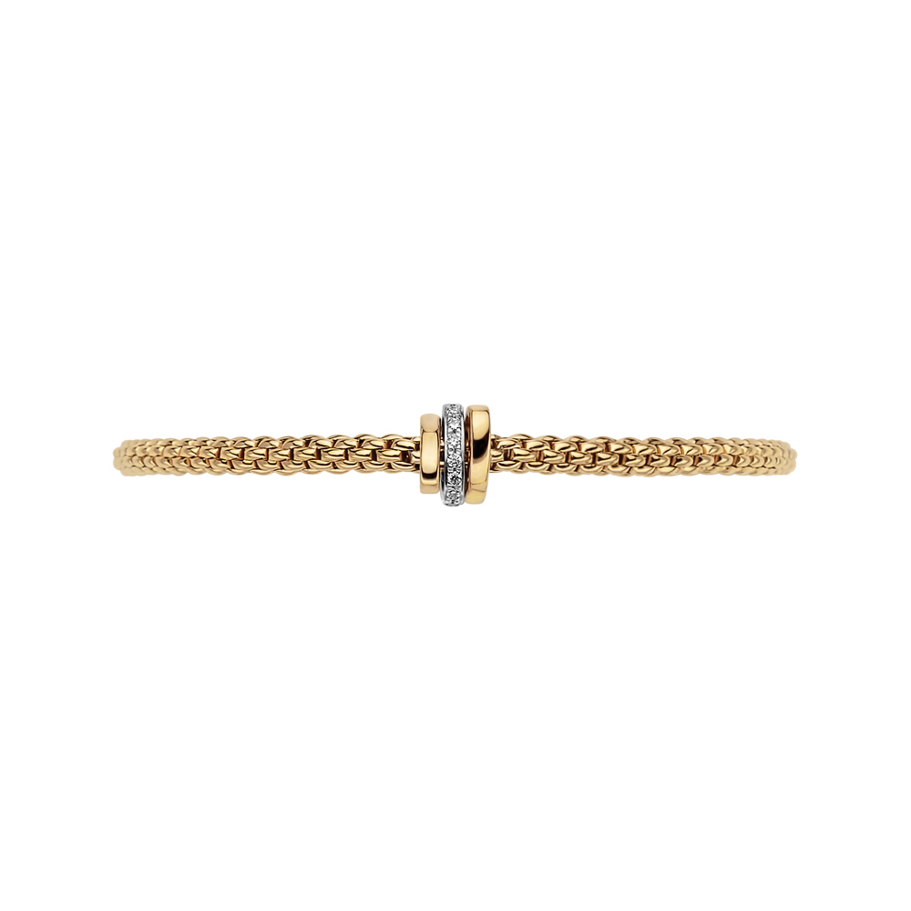 Prima Flex'It Bracelet in Yellow Gold w/ Diamonds - Size XS (15cm)