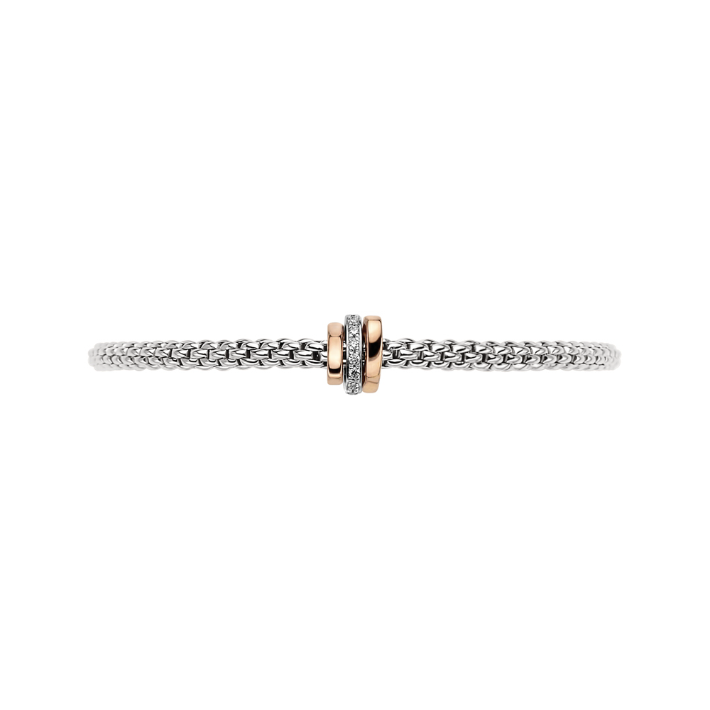 Prima Flex'It Bracelet in White & Rose Gold w/ Diamonds - Size XS (15cm)