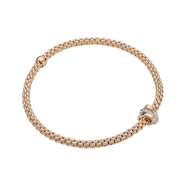 Closeup photo of Prima Flex'It Bracelet in Rose Gold with Diamonds - Size M (17cm)