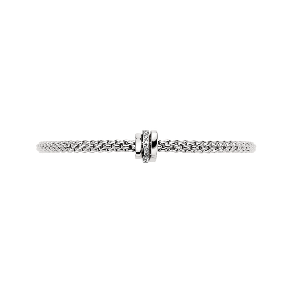 Prima Flex'It Bracelet in White Gold w/ Diamonds - Size M (17cm)