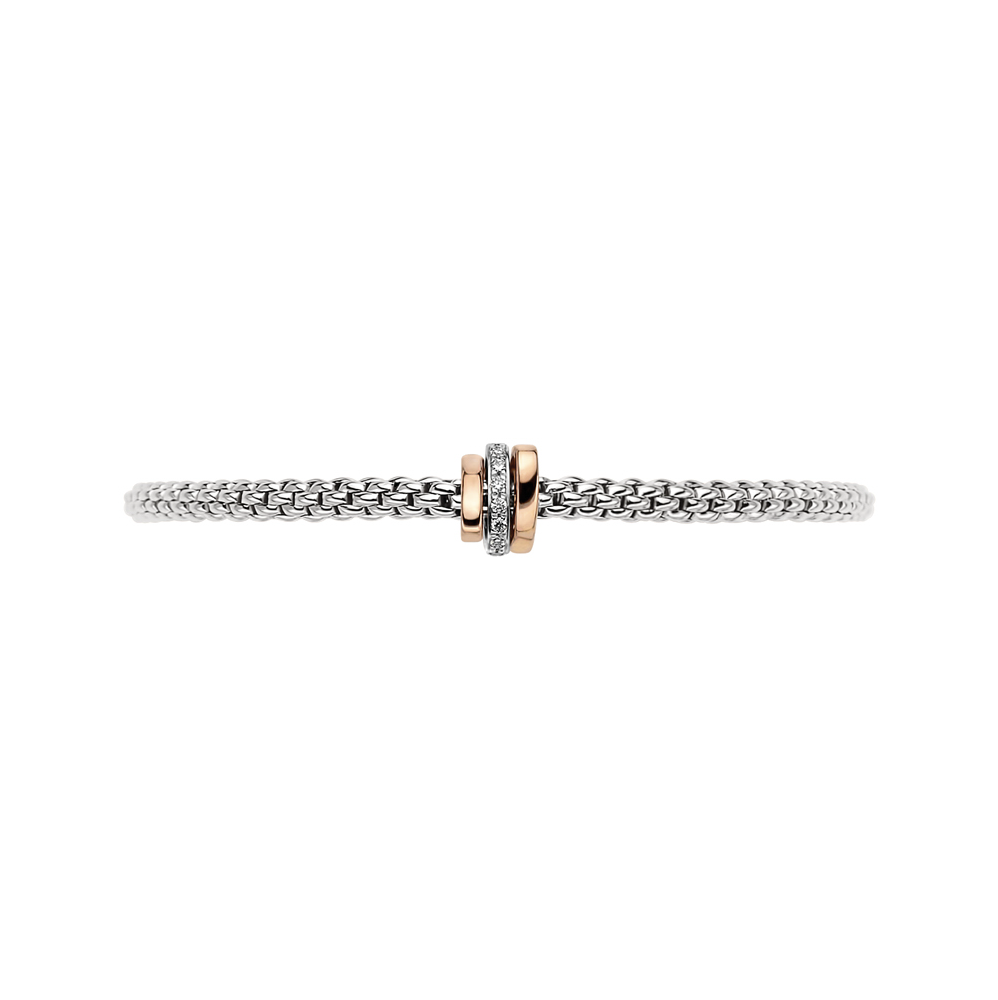 Another shot of Prima Flex'It Bracelet in White & Rose Gold w/ Diamonds - Size M (17cm)