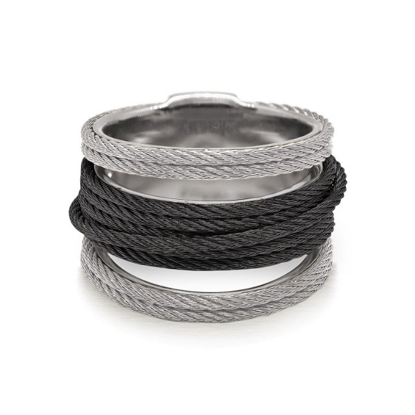 Closeup photo of Noir Multi-Cable Separated Stack Ring