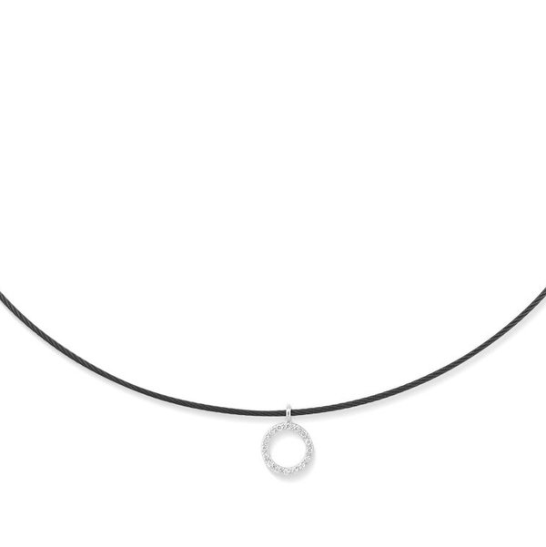 Closeup photo of Diamond Halo Charm Cable Necklace