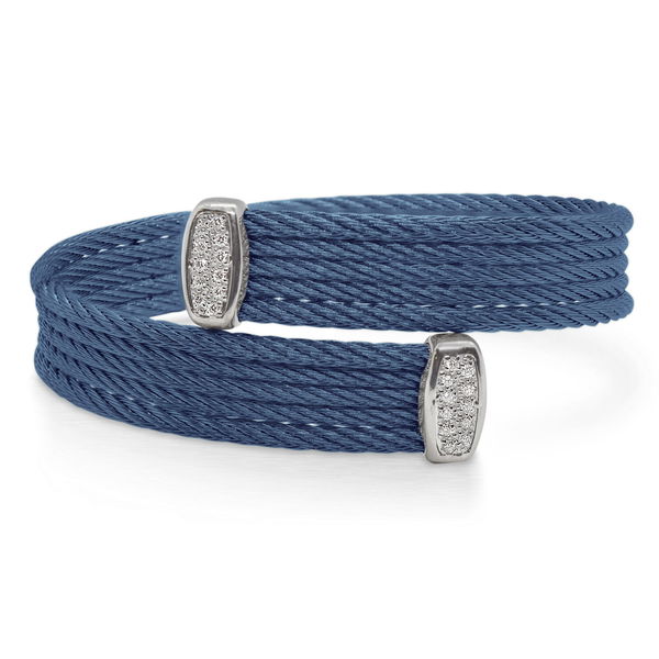 Closeup photo of Blueberry Cable Bypass Bracelet with 18tk White Gold & Diamonds