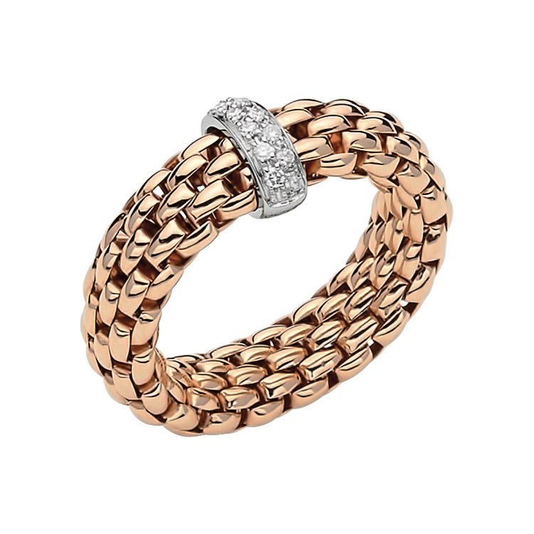 Vendome Flex'It Ring in Rose Gold with Diamond Bar - Size US 5.50 - 6.50