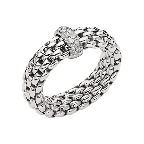 Closeup photo of Vendome Flex'It Ring in White Gold with Diamond Bar - Size US 5.50 - 6.50